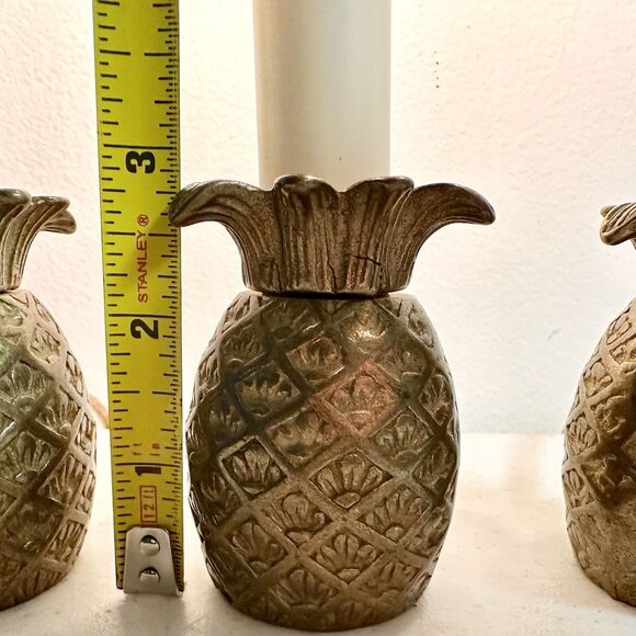 Set of 3 Vintage Brass Pineapple Electric Roll Switch Lamps 6.75in Decor Small - Picture 7 of 7